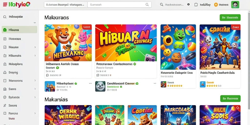 Screenshot menampilkan pilihan permainan yang beragam.